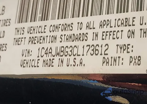 2012 Jeep Wrangler Sahara из США, поврежденный, VIN 1C4AJWBG3CL173612